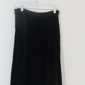 Birt Uk Black Velvet Pleated Maxi Skirt